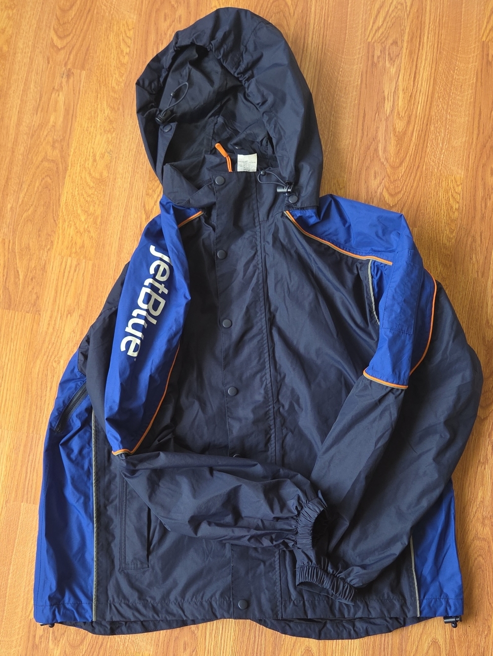 JETBLUE Stan Herman Jacket L Airline Pilot Hooded Coat Airplane Blue Logo